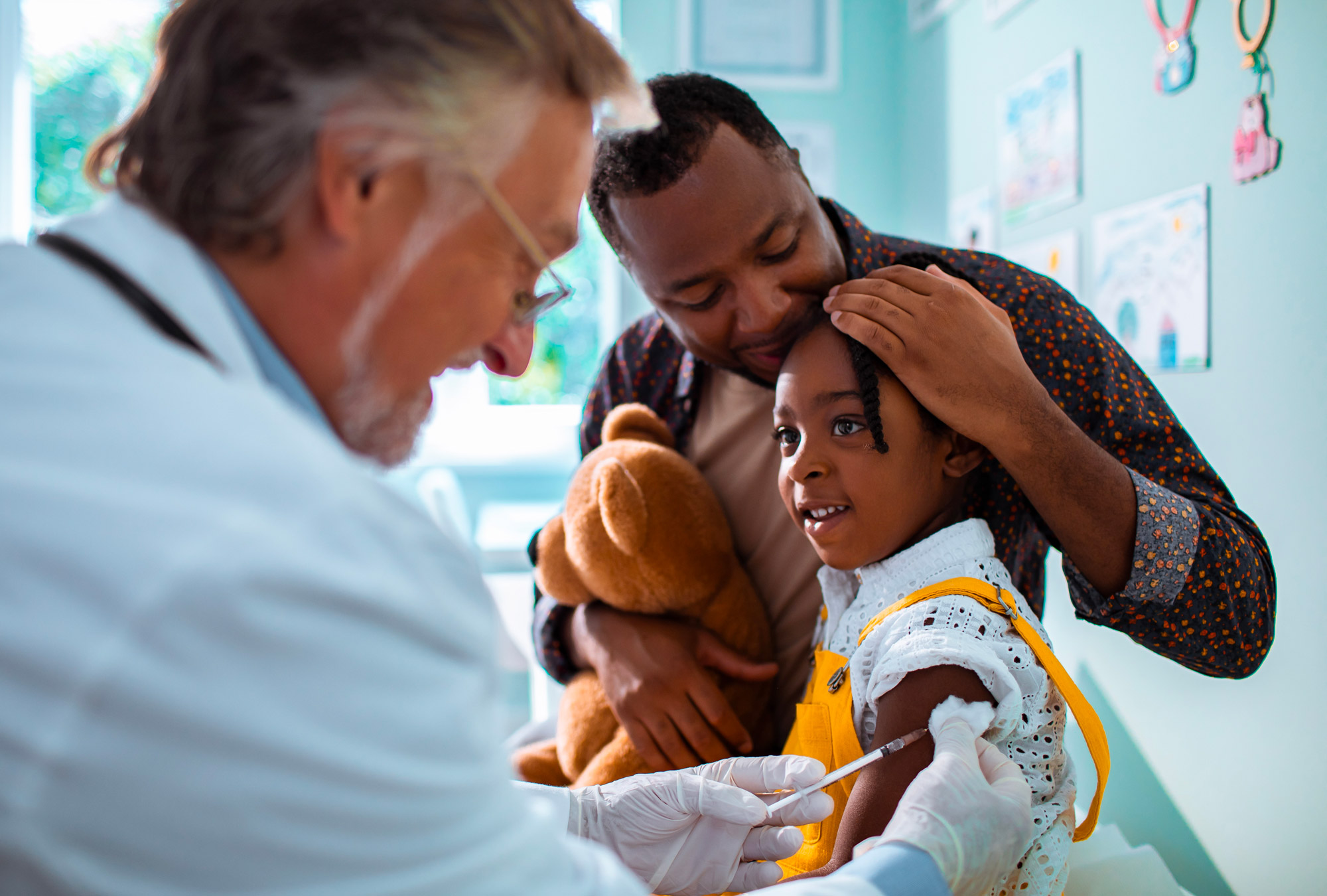 Pediatrics Shot with Dad and Young Child