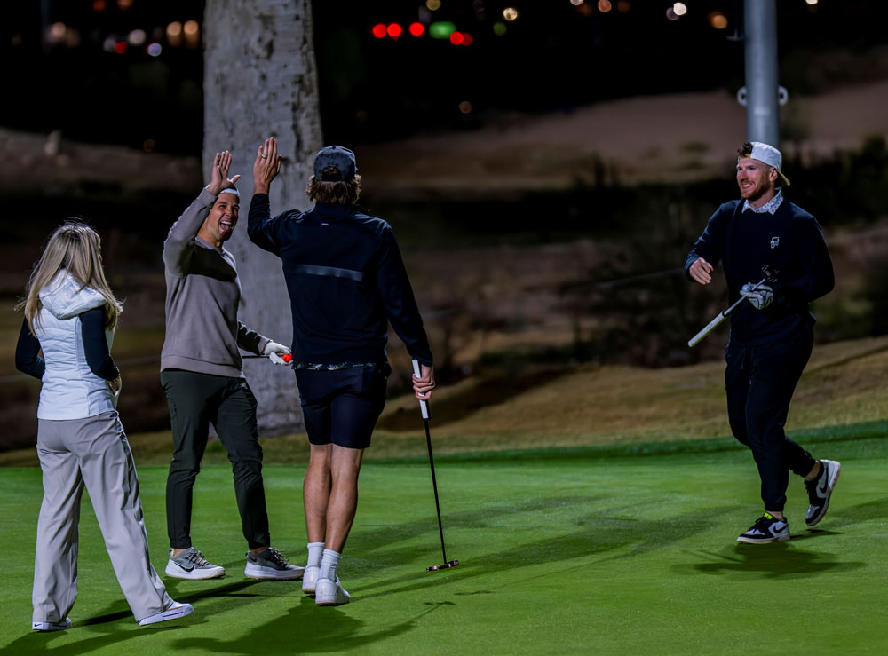 Four golfers at the Swinging for Sports Medicine event