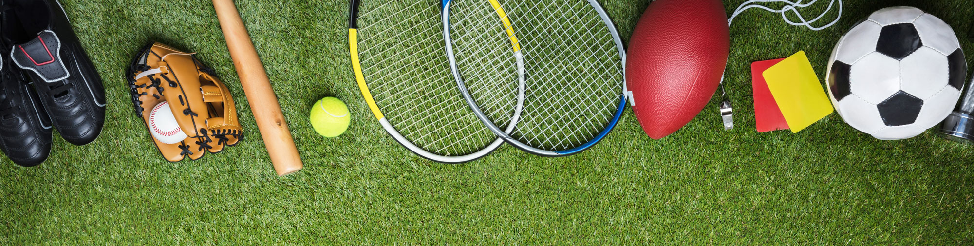 Sports equipment on artificial turf Sports equipment on artificial turf