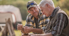 son and dad camping