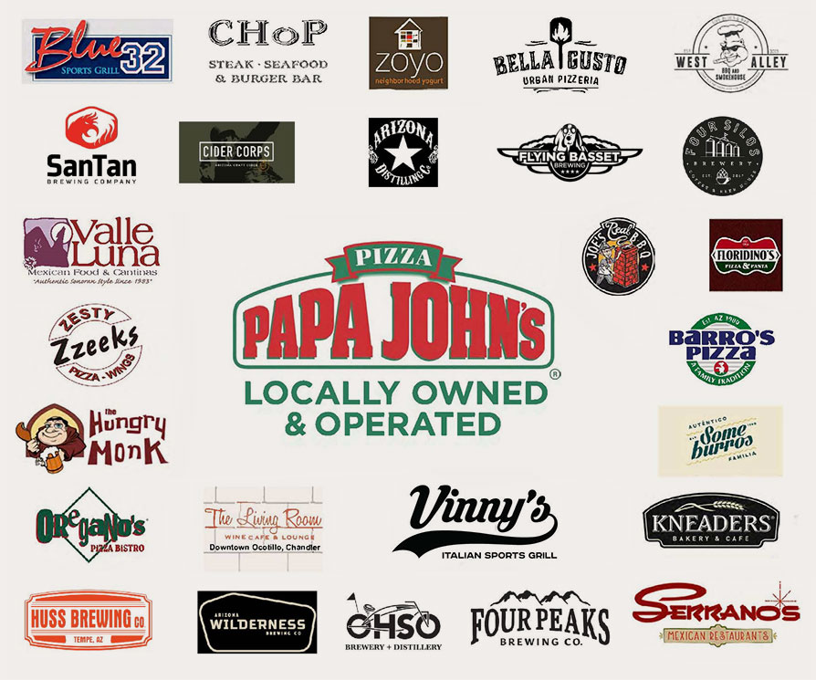 logos of restaurants that support East Valley Foundation