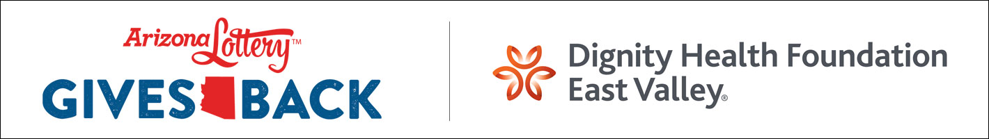 Logos for Arizona Lottery and Dignity Health East Valley Foundation