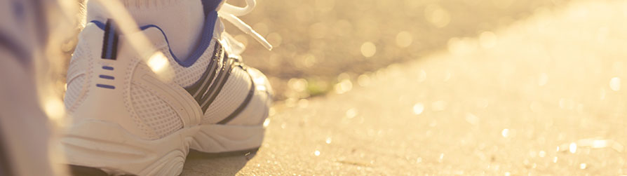 jogging shoes on road