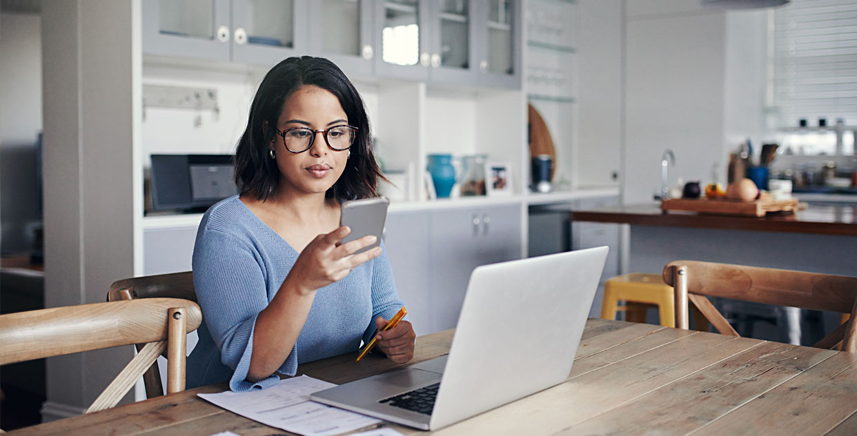 Lady at home working