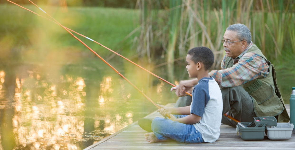 Grandpa and Grandson fishing