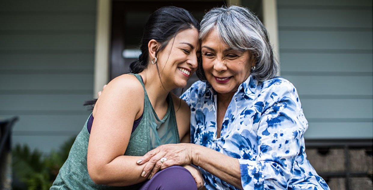 Mom and daughter hugging